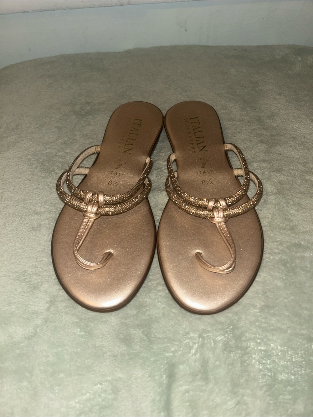 Italian Shoemakers Rose Gold Braided Thong Sandals